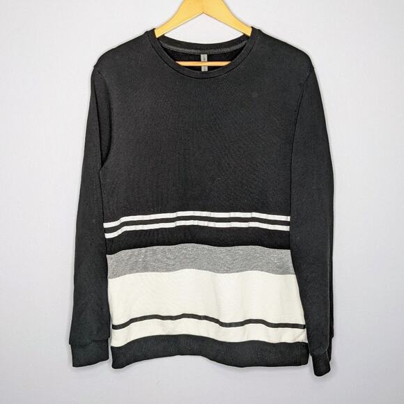 Piazza Italia Black Long Sleeve Stripe Sweatshirt - Picture 1 of 8